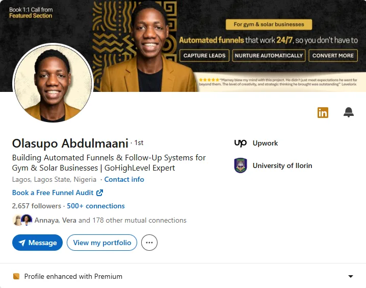 LinkedIn banner design for Olasupo Abdulmaani